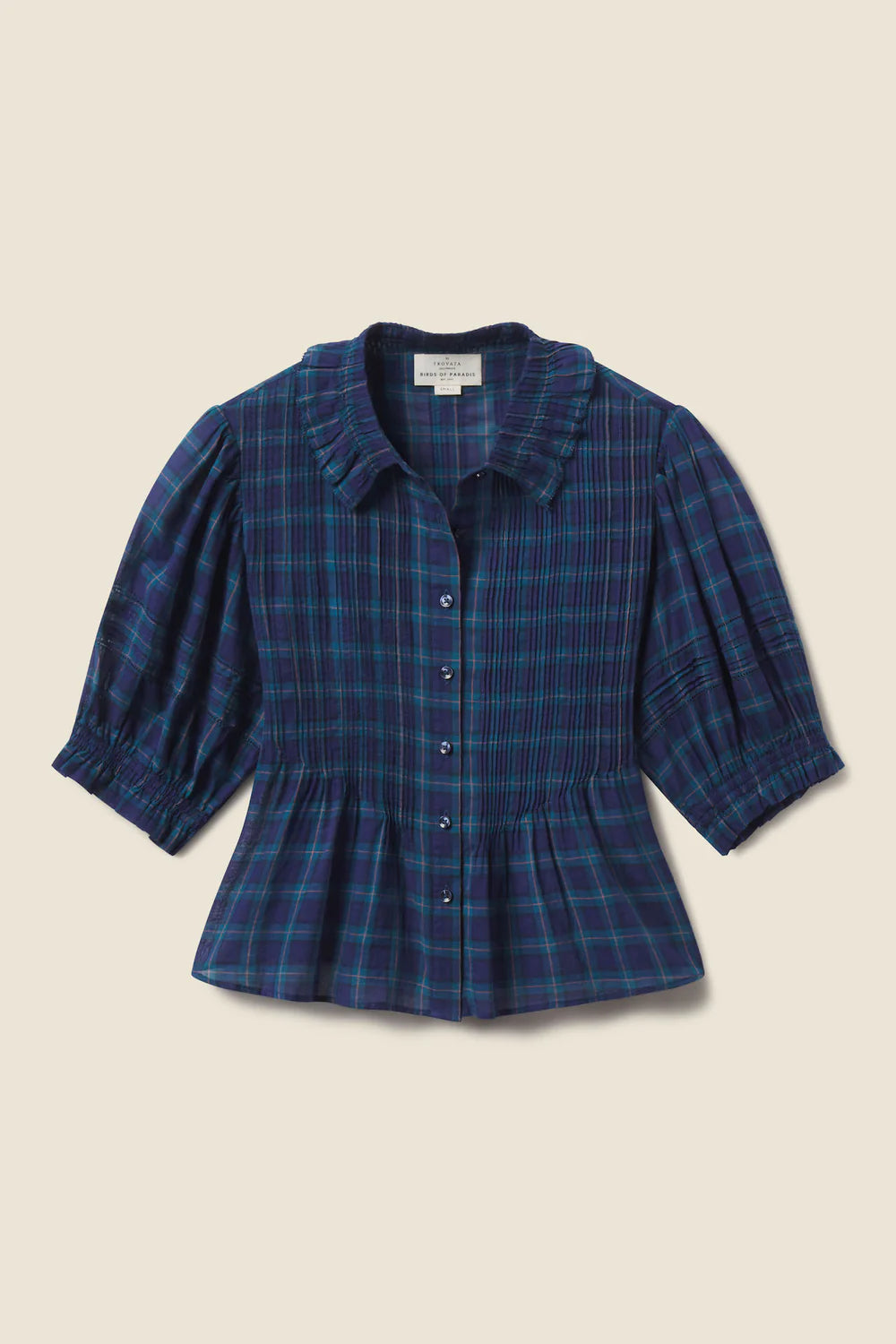 trovata jess blouse oceanside plaid