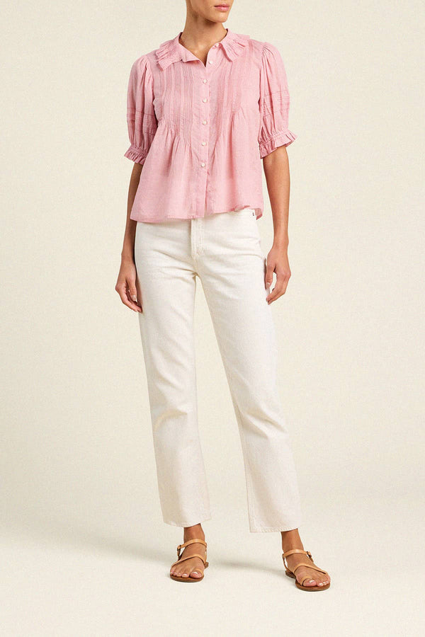 trovata jess blouse blush houndstooth 