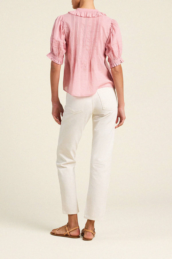 trovata jess blouse blush houndstooth 