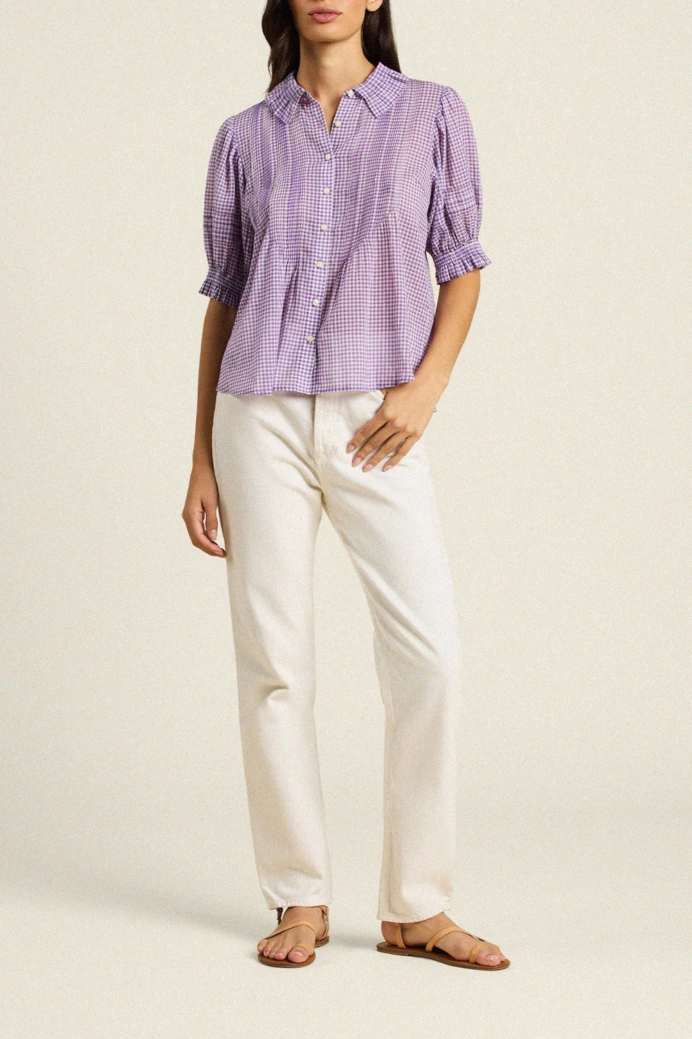 trovata jess blouse lilac gingham
