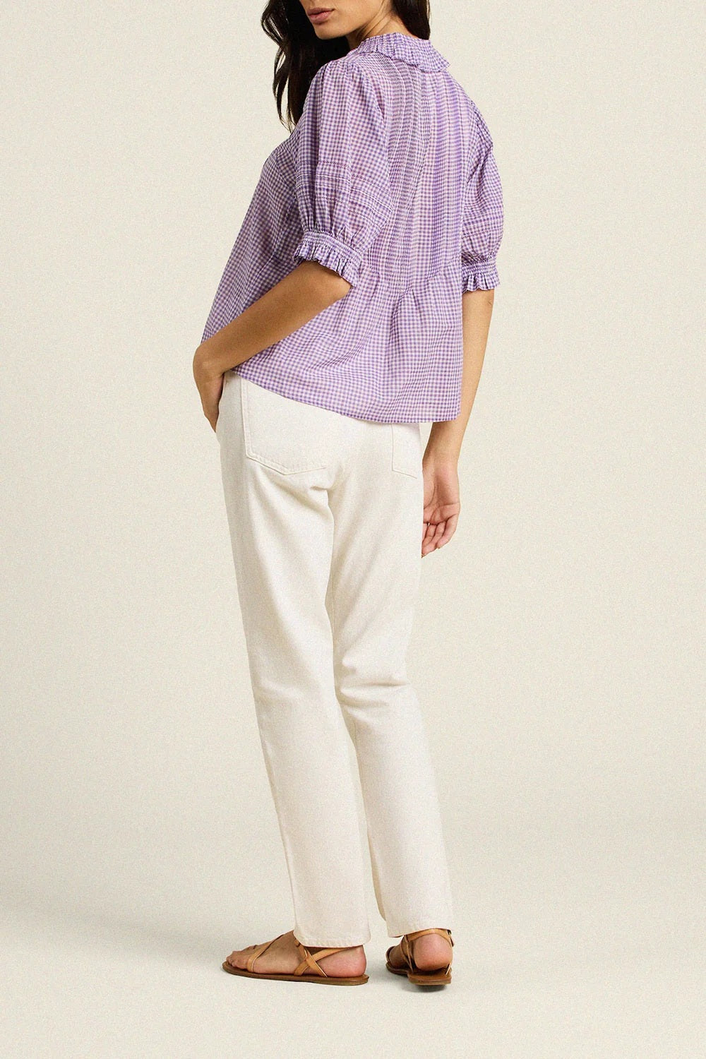 trovata jess blouse lilac gingham