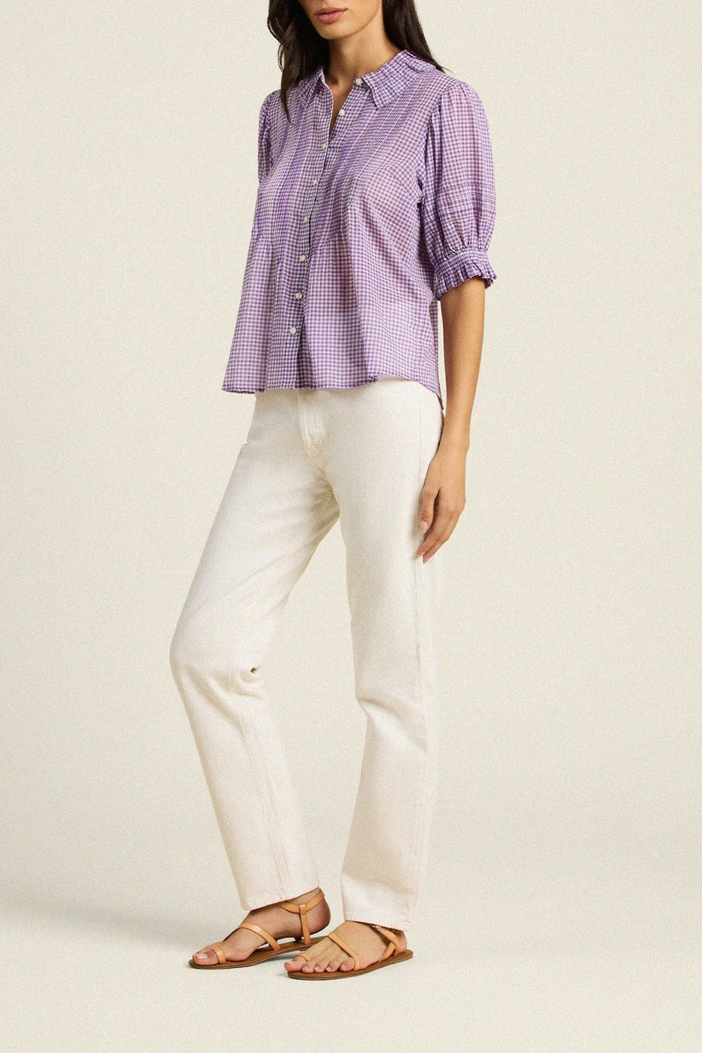 trovata jess blouse lilac gingham
