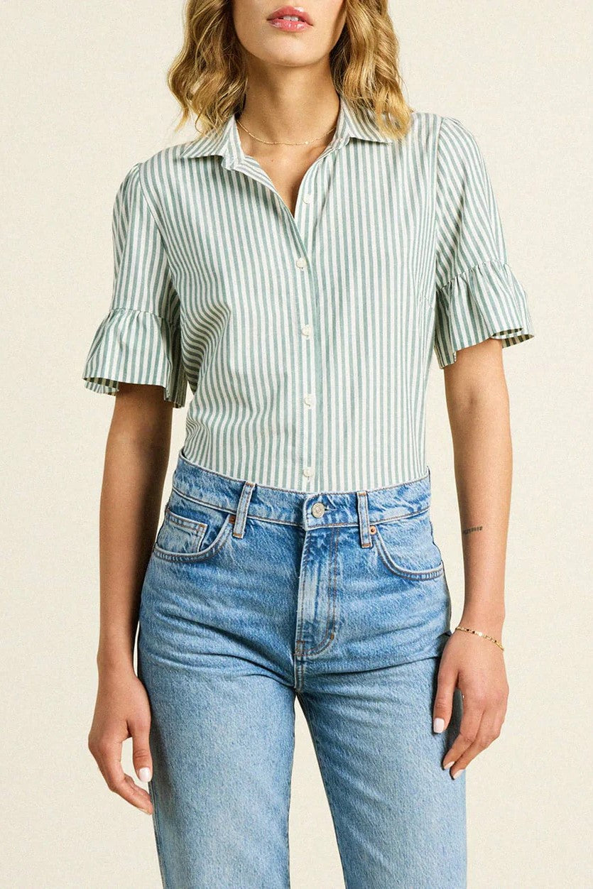 trovata lena blouse green stripe 