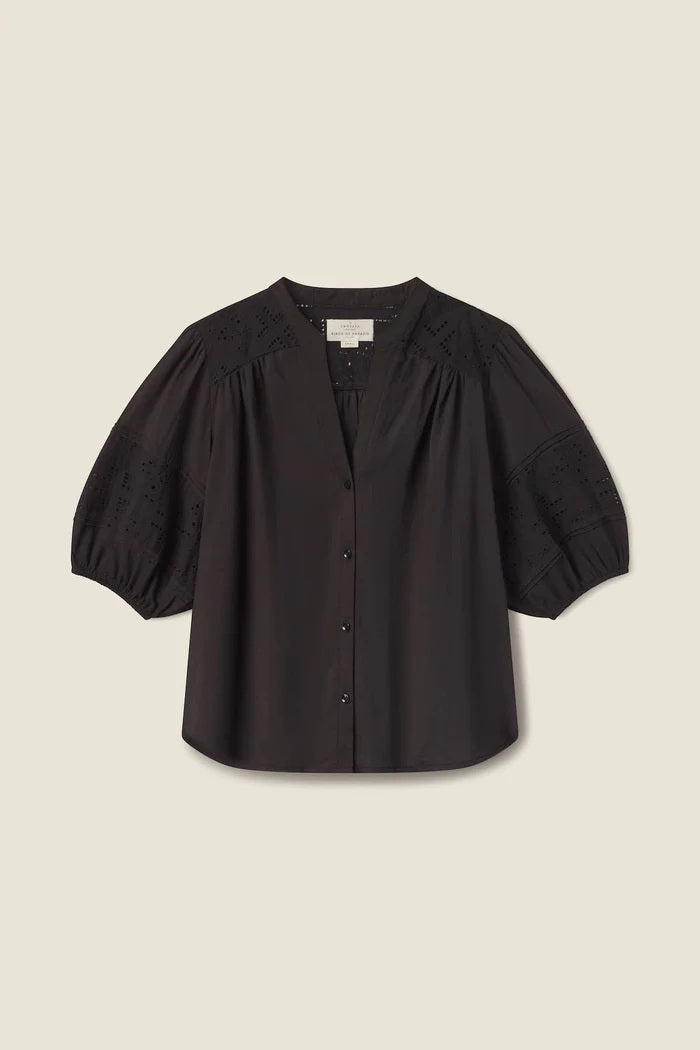 trovata loren blouse black handkerchief eyelet