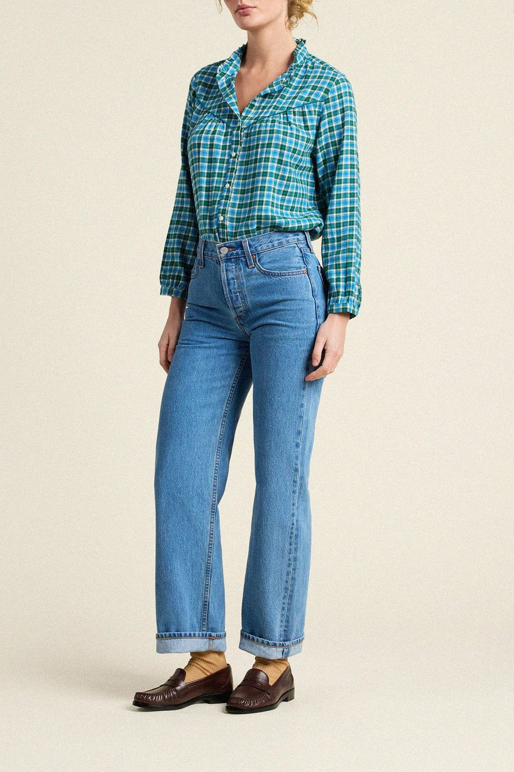 trovata ruth shirt fogline plaid