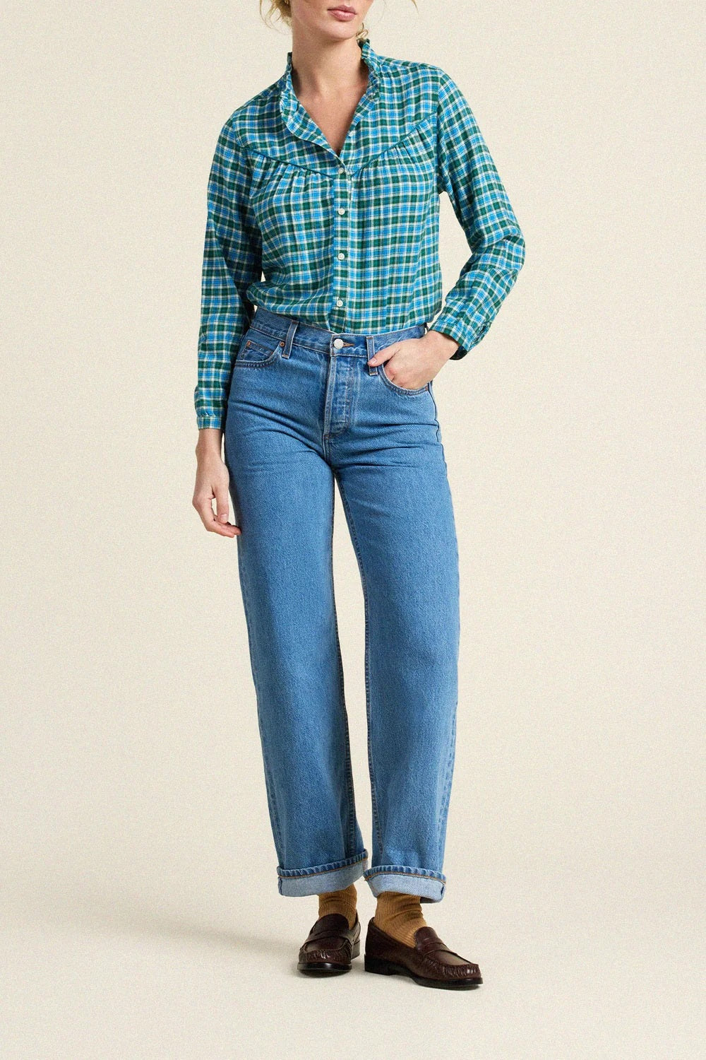 trovata ruth shirt fogline plaid