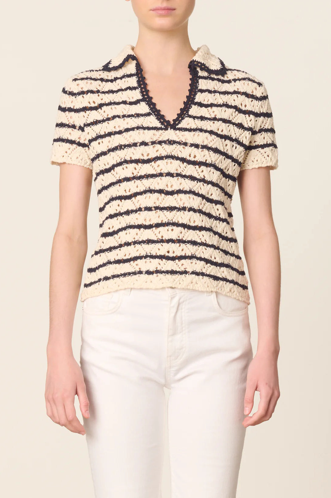 vanessa bruno gillis polo ecru marine