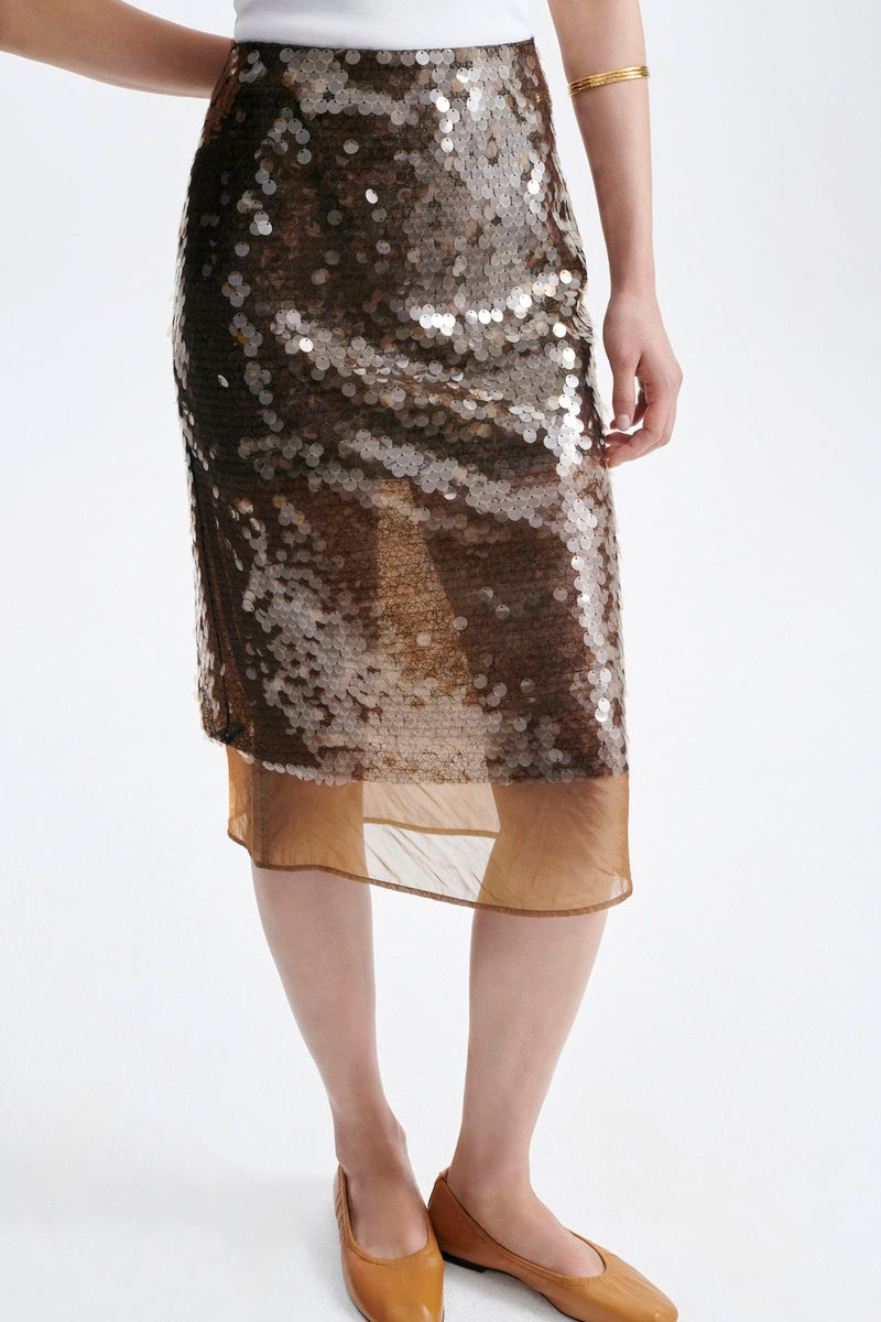 vanessa bruno heasy skirt brass