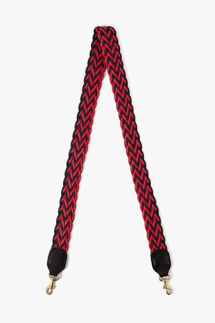 clare v. crossbody strap navy and red braided