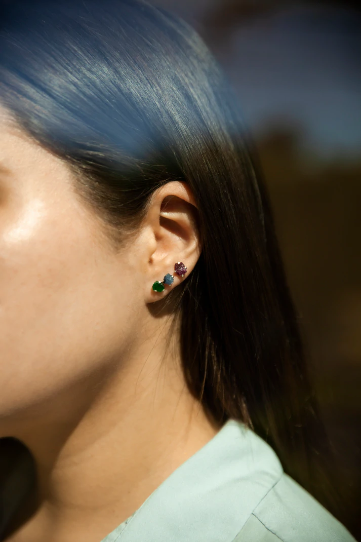 Vintage natural Stone earrings - Shop yixuan-handmade Earrings & Clip-ons -  Pinkoi