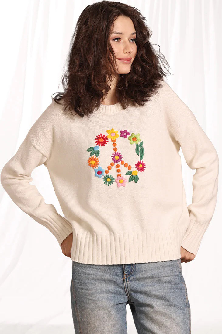 minnie rose floral peace crew starch
