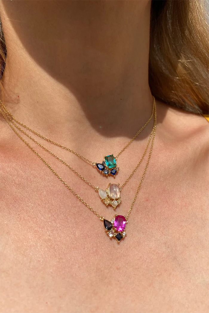 native gem bouquet necklace pink topaz