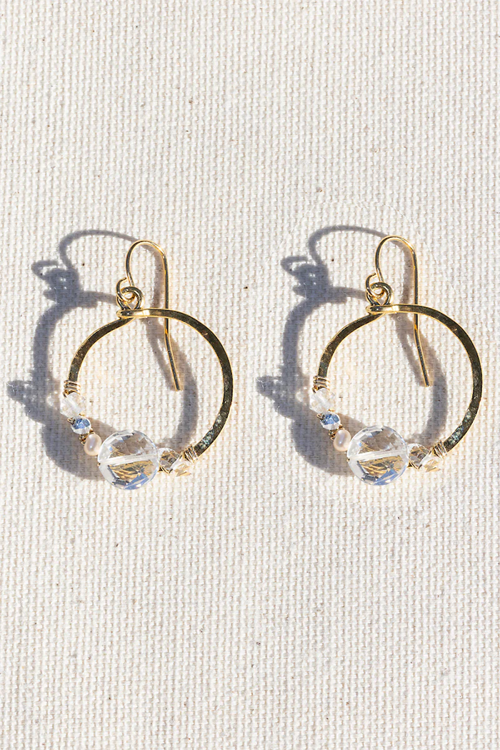 native gem bubbles earrings clear quartz