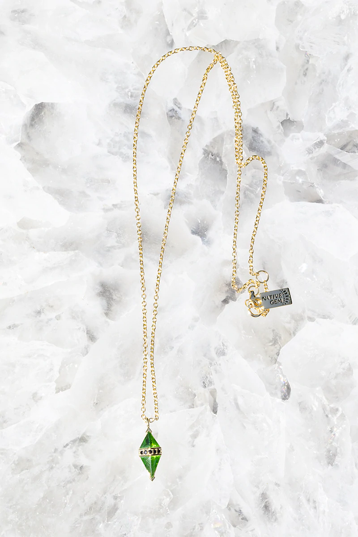 native gem tarot necklace green onyx